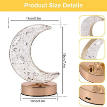 Crystal Table Lamp | Moon Shape Touch Control Lamp with 3 Color | Metal Bedside Lamp for Kids Bedroom Romantic Desktop Nightstand | Stepless Dimming USB Charging Touch Night Light - Justgrabit Inc.