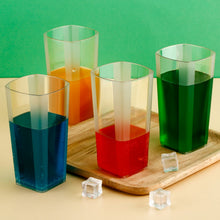Unbreakable Transparent Square Design Wine Tumbler Plastic Glass 300 ML 6 Pc - justgrabit.in | Just Grab It