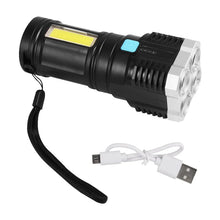 Multifunctional Strong 4 LED Torch Light, Portable Rechargeable Flashlight Long Distance Beam Range 800 Lumens COB Light 4 Mode Emergency for Hiking, Walking, Camping (4 LED Torch) - justgrabit.in | Just Grab It