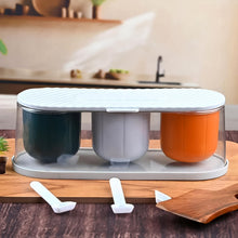 Home Kitchen 3 Grid Seasoning Spice / Masala Box Kit with Spoon (Multicolor / 1 Set) - justgrabit.in | Just Grab It