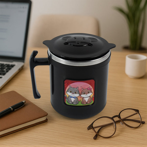 1 Pc Apex Cat Mug – 250 ml Stainless Steel Insulated Inner with Cute Cat Print - justgrabit.in | Just Grab It