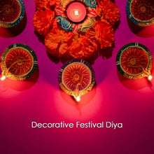 Decorative Hand Painted Clay Puja Diya for Diwali Home Indoor Outdoor Handmade Diya (6 Pcs Set/ Mix Design) - justgrabit.in | Just Grab It