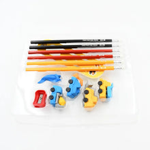 Pencil and Eraser Set, Construction Truck Theme Stationery Kit Includes 6 Pencils, 4 Erasers, 1 Sharpener, 1 Ruler Bookmark, 1 Pencil Cap Stationary For Birthday Gifts for Kids, Birthday Return Gifts (13 Pc set) - justgrabit.in | Just Grab It