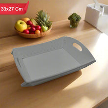 Foldable Plastic Serving Tray - Portable with Handle for Kitchen & Dining (1pc) - Justgrabit Inc.