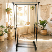 Double Pole Adjustable Garment Stand (1 Set) - justgrabit.in | Just Grab It