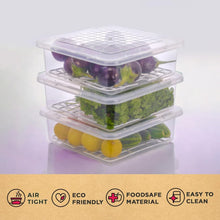 Plastic Food Storage Containers with Removable Drain Tray and Lid (3 Pcs Set) - justgrabit.in | Just Grab It