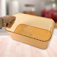 Premium Ribbed Transparent Storage Basket with Gold Handle 25×14 cm 2 Pc - justgrabit.in | Just Grab It