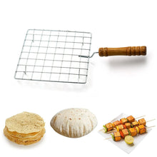 Square Stainless Steel Barbecue Grill with Wooden Handle - Justgrabit Inc.