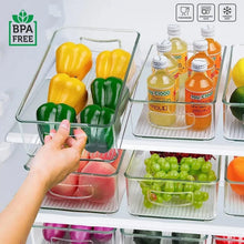Plastic Refrigerator Organizer Bins, 1 Stackable Fridge Organizers with Handle, Clear Organizing Food Fruit Vegetables Pantry Storage Bins for Freezer kitchen Cabinet Organization and Storage (1 Pc Mix Color) - Justgrabit Inc.