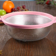 Stainless Steel Colander with Handle, Large Metal Green Strainer for Pasta, Spaghetti, Berry, Veggies, Fruits, Kitchen Food Colander, Dishwasher Safe - justgrabit.in | Just Grab It