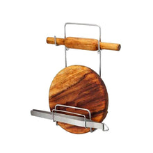 Chakla Belan Chimta Stand Rolling Pin Board Tong Holder Silver Stainless Steel Multi - Purpose Rack for Kitchen (1 Pc ) - Justgrabit Inc.