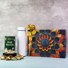 Effete Kulfi Almonds Gift Hamper, Golden Rose With Bottle (3 Pc Set), Mix Color - justgrabit.in | Just Grab It