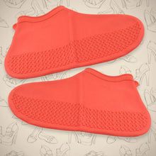 Non - Slip Silicone Rain Reusable Anti skid Waterproof Fordable Boot Shoe Cover (Medium Size / 1 Pair / Red) - justgrabit.in | Just Grab It
