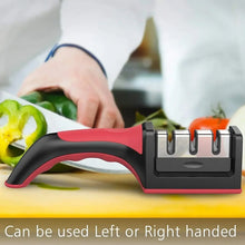 Manual Red & Black Knife Sharpener 3 Stage Sharpening Tool for Ceramic Knife and Steel Knives. - Justgrabit Inc.