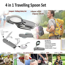 4 - in - 1 Stainless Steel Travel / Camping Folding Multi Swiss Cutlery Set - Justgrabit Inc.