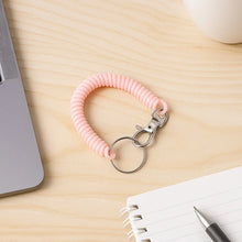 Elastic Spiral Coil Keychain Bracelet with Metal Key Ring and Clip Hook (1 Pc) - Justgrabit Inc.