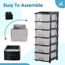 6 - Layer Heavy - Duty Plastic Drawer Organizer Cabinet with Stone Texture Drawers - Justgrabit Inc.