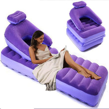 2 in 1 Air Mattress & Lounger, Portable Inflatable Mattress Air Sofa With Air Hand Pump (175×75 cm) - justgrabit.in | Just Grab It