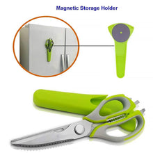 Multi - Purpose Kitchen Shears with Magnetic Holder, Stainless Steel, Red Multifunction Heavy Duty and Kitchen Scissors - Justgrabit Inc.