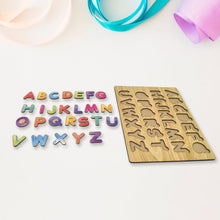 Wooden Puzzle Board ABC Letters Shapes Educational Learning Toys (1 Set) - justgrabit.in | Just Grab It
