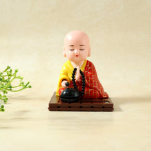 Red Solar Powered Sitting Buddha Statue (1 Pc / Medium) - justgrabit.in | Just Grab It