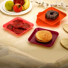 Square Plastic Dinner Plate Set (Set of 6 Pcs) Colorful Snacks / Breakfast Plate (Set of 6 Pcs) - justgrabit.in | Just Grab It
