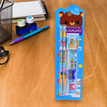 Cartoon Wooden Pencil Set for Kids Boys Return Gifts Birthday Party Space Stationary Set Pencil Eraser Sharpener Combo Kit for Kids Boys (Mix Color / 1 Set) - justgrabit.in | Just Grab It