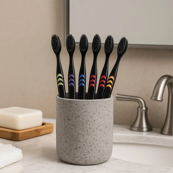 Soft Toothbrush With Plastic Round Box for Men and Women, Kids, Adults Plastic Toothbrush (10 pcs Set) - Justgrabit Inc.