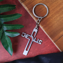 Elegant Metal Cross Keychain with Gujarati 