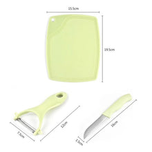 Plastic Kitchen Peeler - Green & Classic Stainless Steel 3 - Piece Knife Set Combo - Justgrabit Inc.