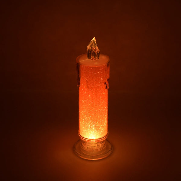 Red LED Flameless Candles Battery Operated Pillar Candles Flickering Realistic Decorative Lamp Votive Transparent Flameless Ornament Tea Party Decorations for Hotel, Scene,Home Decor, Restaurant, Diwali Decoration Candle Crystal Lamp, Diwali (1 Pc) - justgrabit.in | Just Grab It