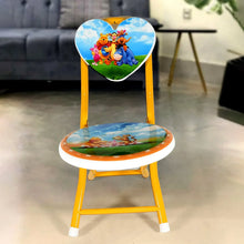 Heart Shape Kids Chair Cartoon Printed Foldable Kids / Children Folding Chair for Playrooms, Schools, Daycares, and Home. Metal and Fibre Body Picnic Beach Camping Chair (1 Pc) - Justgrabit Inc.