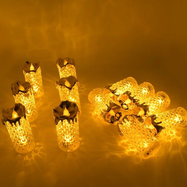 Gold LED Flameless Candles for Decor & Gifting, Diwali (12 Pc MOQ) - Justgrabit Inc.