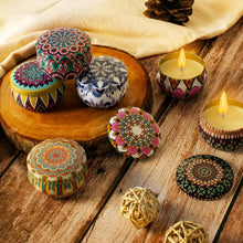 Premium Decorative Mandala Printed Metal Candle Container (4 Pc) - justgrabit.in | Just Grab It
