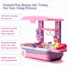 Big Beauty Set Suitcase On Wheel, The Ultimate Beauty Set On Wheels for Girls, Makeup Kit is Easy to Clean & Use, Portable Beauty Set with 25 Pieces for 3 Years BIS Approved. (Beauty Set Trolley) - Justgrabit Inc.
