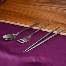 Stainless Steel Cutlery Spoon, Fork & Pair of Chopstick Set - justgrabit.in | Just Grab It