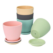 Plastic Flower Pot with Bottom Tray (5 Pcs Set) - justgrabit.in | Just Grab It