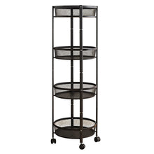 4 - Layer Round Metal Folding Storage Trolley with Mesh Baskets and Wheels – Multi - Purpose Organizer Rack (1 Pc) - Justgrabit Inc.