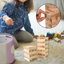 Wooden Tumbling Stacking Tower Game, Zenga tower (48 Pcs Blocks 2 Dices) - justgrabit.in | Just Grab It