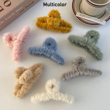 Large Plush Hair Claw Clips, Plastic Fluffy Hair Claw Hair (1 Pc / Mix Color) - justgrabit.in | Just Grab It