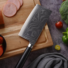 Stainless Steel Chef Damascus Cleaver Vegetable Knife with Plastic Handle & Cover, Multipurpose Use for Kitchen or Restaurant (12 Inch) - Justgrabit Inc.