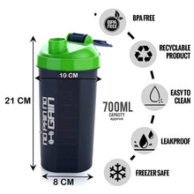 700ml Protein Shaker Bottle with Powder Storage 3 - Compartment Gym Shake - Justgrabit Inc.