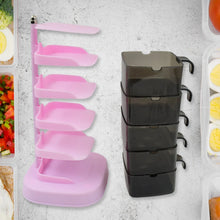 Rotating Spice Jars Vertical Rotatable Seasoning Box 5 Section / Tier With 5 Spoon (1 Set) - justgrabit.in | Just Grab It