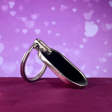Elegant Black & Silver Oval Metal Keychain (1 Pc) - justgrabit.in | Just Grab It