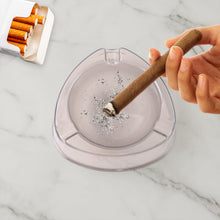 Oblivion Transparent White Ashtray with Cigarette Holder Grooves (1 Pc) - justgrabit.in | Just Grab It