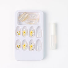 Glitter 3D Floral Press - On Artificial Nail Tips with Nail Glue fake nails (1 Set) - justgrabit.in | Just Grab It