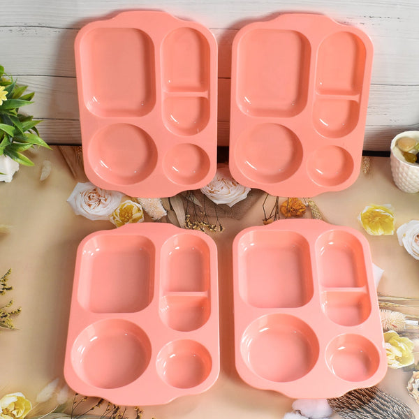 Unbreakable Plastic Food Plates / Biodegradable 5 Compartment Square Plate for Food - justgrabit.in | Just Grab It