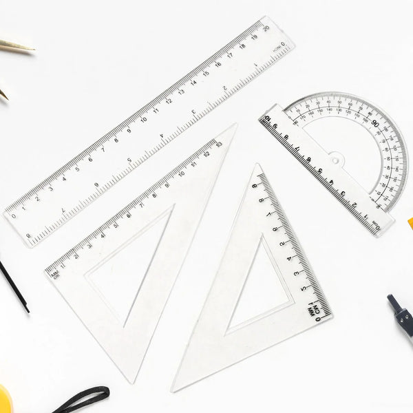 Plastic Geometry Set, Triangle Ruler Protractor Straight Ruler (4 Pcs Set) - Justgrabit Inc.
