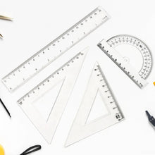 Plastic Geometry Set, Triangle Ruler Protractor Straight Ruler (4 Pcs Set) - Justgrabit Inc.