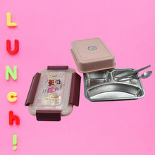 Food‑Safe Materials Kids Lunch Box With steel Spoon & chopsticks Compartment is Designed Made of 304 Stainless Steel Easy to Clean for School for Camping for Work for Home, Office - justgrabit.in | Just Grab It